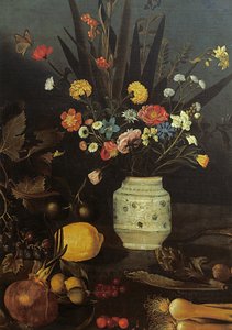 Stillleben mit Blumen und Pflanzen (Detail)