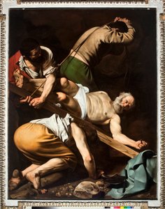 Das Martyrium des Heiligen Petrus, Gemälde von Michelangelo Merisi da Caravaggio (1600-1601) von Michelangelo Merisi da Caravaggio