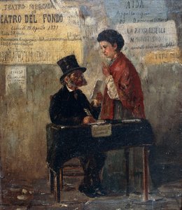 Theaterplakate und öffentlicher Schreiber, von Michele Cammarano von Michele Cammarano