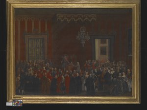 Eine zivile Zeremonie bei der Thronbesteigung von Ferdinand IV. von Neapel im Jahr 1759, um 1780 von Michele Foschini