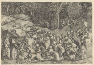 Moses schlägt Wasser aus dem Felsen
