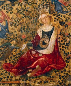 St. Katharina von Alexandria, Detail aus Madonna im Rosengarten von Michelino da Besozzo oder Stefano da Verona von Michelino Molinari da Besozzo