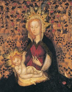 Jungfrau und Kind, Detail aus Madonna im Rosengarten, von Michelino da Besozzo oder Stefano da Verona von Michelino Molinari da Besozzo