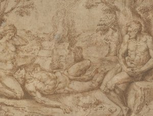 Adam und Eva trauern um den Tod Abels, ca. 1576 von Michiel Coxie
