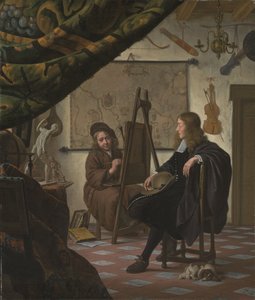 Ein Selbstporträt des Künstlers in seinem Atelier von Michiel van Musscher