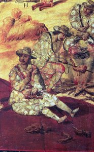 Verhungernde Konquistadoren essen Hundefleisch von Miguel Gonzalez