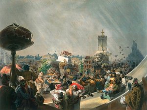 Öffentliche Feierlichkeiten nach der Krönung von Zar Alexander II., Khodynka-Feld, Moskau, 1856 von Mihaly von Zichy
