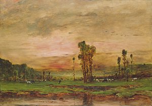 Abendlandschaft mit einer Herde Rinder in der Nähe von Jouy-en-Josas, 1881