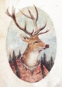 Hirsch in rustikalem Outfit