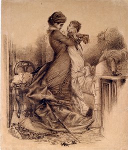 Anna Karenina mit ihrem Sohn - Illustration für den Roman "Anna Karenina" von Leo Tolstoi von Mikhail Aleksandrovich Vrubel