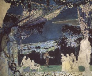Italien. Nacht in Neapel. Vorhangdesign für die Private Russische Oper (1891)