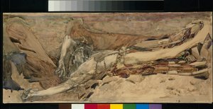 Der besiegte Dämon - Inspiriert vom Gedicht "Der Dämon" von Mikhail Lermontov von Mikhail Aleksandrovich Vrubel
