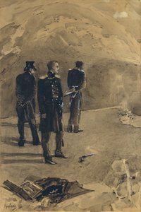 Das Duell von Pechorin und Grushnitsky. Illustration zum Roman Ein Held unserer Zeit von Mikhail Lermontov