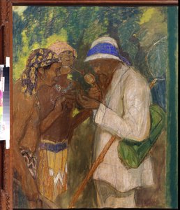 Alfred Russel Wallace mit den Wilden von Mikhail Dmitrievich Ezuchevsky
