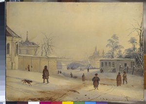 Vladimir-Hügel in Kiew (Vladimirskaya Gorka). Landschaft im Schnee von Mikhail Makarovich Sazhin