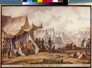 Großer Nordischer Krieg - Russisch-Türkischer Krieg von 1710-1711: Peter I. von Russland (Peter der Große) an der Pruth bei der Unterzeichnung des Pruther Vertrags im Juli 1711 mit der osmanischen Armee