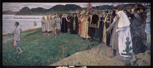 In Russland, die Volksseele. Gemälde von Mikhail Vasilyevich Nesterov (1862-1942), Öl auf Leinwand von Mikhail Vasilievich Nesterov