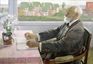 Ivan Petrovich Pavlov (1849-1936) in seinem Haus in Koltushy, nahe St. Petersburg, 1935