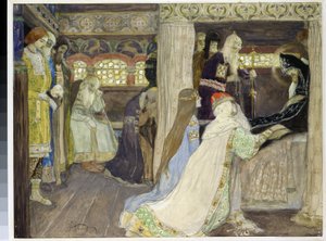 Der Tod des Großfürsten Alexander Newski (1220-1263). Werk von Mikhail Vasilyevich Nesterov (1862-1942) von Mikhail Vasilievich Nesterov