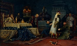 Narrenmantel. Boyar Druzhina Andreyevich Morozov vor Iwan dem Schrecklichen, 1885