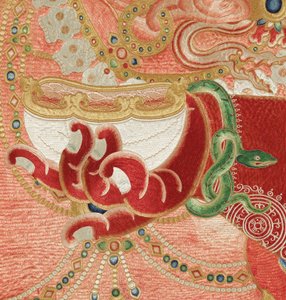 Detail der kaiserlichen bestickten Seiden-Thangka von Ming Dynasty Chinese School