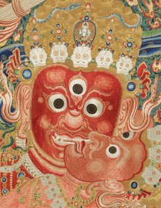 Detail der kaiserlichen bestickten Seiden-Thangka