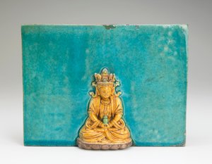 Fliese mit Figur des Buddha Amitabha von Ming Dynasty Chinese School