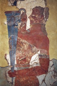 Minoische Kunst. Der „Becherträger“, eine Figur aus dem Prozessionsfresko von Minoan