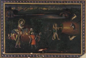 Hirschjagd bei Nacht, 18. Jahrhundert von Mir Kalan Khan
