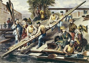 Ein Boot zu Wasser lassen