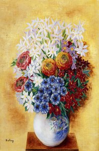 Blumenstrauß vor gelbem Hintergrund von Moise Kisling