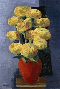 Gelbe Blumen in einer roten Vase von Moise Kisling