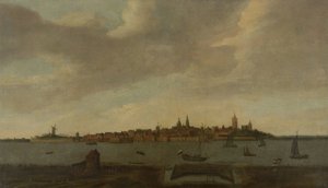 Ansicht von Heusden von Monogrammist FK (Noordelijke Nederlanden)