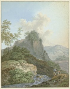 Landschaft mit zwei Jungen an einem Bach