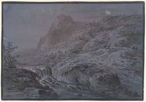Vulkanlandschaft bei Mondlicht