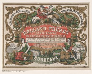 Visitenkarte von Rolland Frères, Papierfabrikant in Bordeaux von Monogrammist PC (lithograaf)