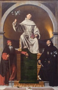 Der heilige Antonius von Padua zwischen dem heiligen Antonius dem Großen und Nikolaus von Tolentino