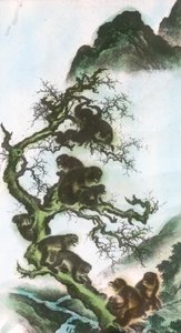 Affen auf einem Ast - 17. Jahrhundert von Mori Sosen