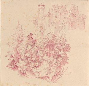 Befestigte Burg auf einem hohen Felsen von Moritz Ludwig von Schwind
