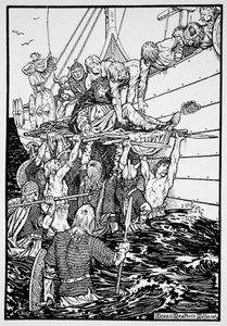 Der sterbende König Haakon wird zu seinem Schiff getragen von Morris Meredith Williams