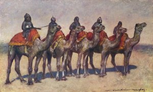 Bewaffnete Kamelreiter aus Bikanir, 1903 von Mortimer L Menpes