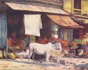 Eine Ecke des Obstmarktes, Delhi, 1905 von Mortimer Ludington Menpes