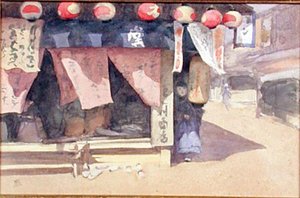 Vor einem Teehaus, Japan, ca. 1887-88