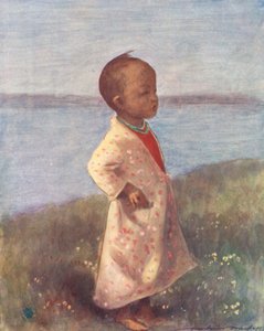 Kinder der Welt: Burmesisch, Stehen in Habachtstellung (Farblithografie) von Mortimer Ludington Menpes