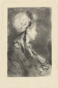 Die Frau des Künstlers im Profil nach rechts von Mose Bianchi