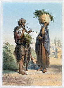Fellache Mann und Frau, 1848 von Mouilleron