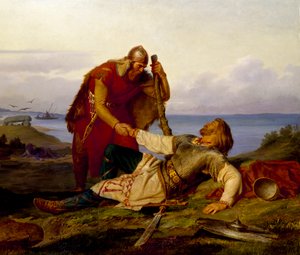Hjalmar verabschiedet sich von Örvar-Oddr nach der Schlacht von Samsø, 1866
