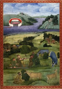 Ein Prinz und Gefährten jagen Schwarzböcke, um 1670-80