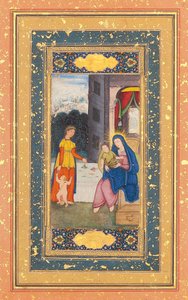 Madonna und Kind besucht von Elisabeth und Johannes dem Täufer, Mogul Indien, ca. 1610