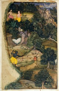 Rama jagt den goldenen Hirsch, aus dem Ramayana, 1600 von Mughal School